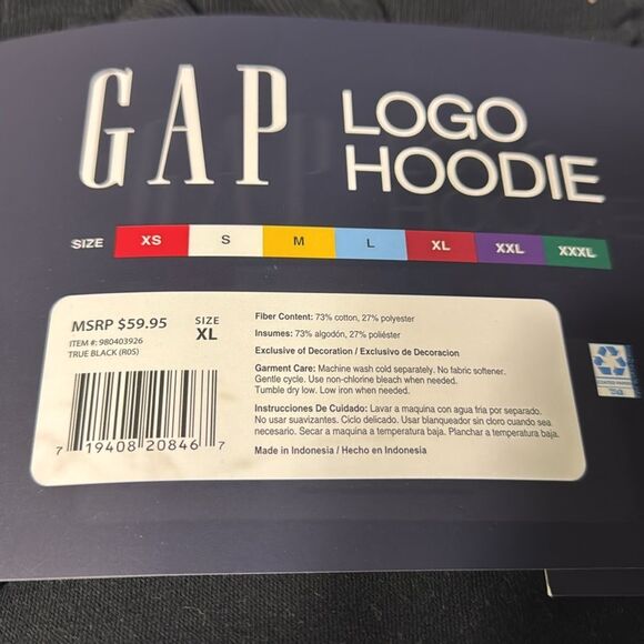 NWT GAP Black Logo Hoodie XL or XXL MSRP $60 - Picture 4 of 13
